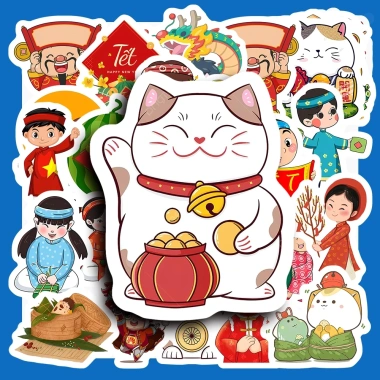 Hộp 50 Sticker Hình Tết Trang Trí Xe, Điện Thoại, Laptop, Nón Bảo Hiểm 50.000 VND 5