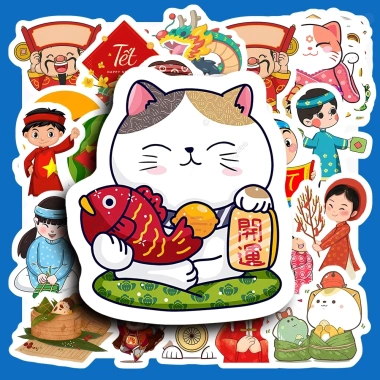 Hộp 50 Sticker Hình Tết Trang Trí Xe, Điện Thoại, Laptop, Nón Bảo Hiểm 50.000 VND 6