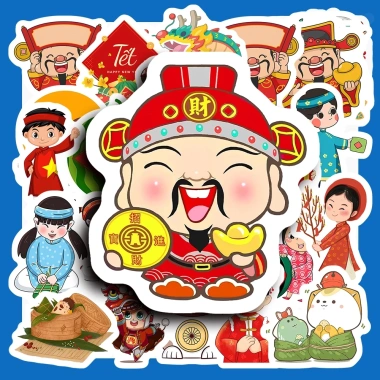 Hộp 50 Sticker Hình Tết Trang Trí Xe, Điện Thoại, Laptop, Nón Bảo Hiểm 50.000 VND 9