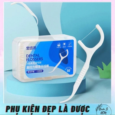 Hộp 50 tăm chỉ nha khoa tiệt trùng, sợi chỉ mành, vệ sinh răng miệng sau ăn - 12.900đ 6 Hộp 50 tăm chỉ nha khoa tiệt trùng, sợi chỉ mành, vệ sinh răng miệng sau ăn - 12.900đ 6