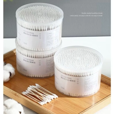 Hộp 500 tăm bông ngoái ráy tai cotton 2 đầu tròn an toàn cho mẹ và bé - 40.000đ