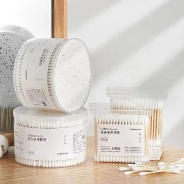 Hộp 500 tăm bông ngoái ráy tai cotton 2 đầu tròn an toàn cho mẹ và bé - 40.000đ