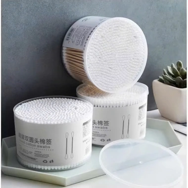 Hộp 500 tăm bông TakyHome Ngọa tai gỗ, bông kháng khuẩn, thân thiện môi trường