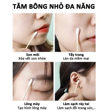 Hộp 500 tăm bông TakyHome Ngọa tai gỗ, bông kháng khuẩn, thân thiện môi trường