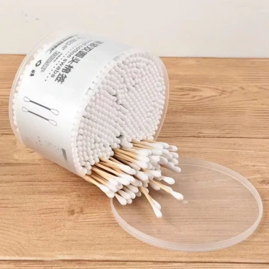 Hộp 500 tăm bông TakyHome Ngọa tai gỗ, bông kháng khuẩn, thân thiện môi trường
