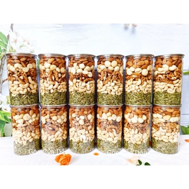 Hộp 500g Mix 5 Loại Hạt Dinh Dưỡng: Hạnh Nhân, Điều, Macca, Óc Chó Vàng, Bí - Giá ưu đãi 141.120 VND