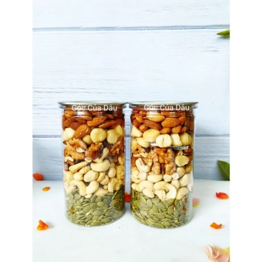 Hộp 500g Mix 5 Loại Hạt Dinh Dưỡng: Hạnh Nhân, Điều, Macca, Óc Chó Vàng, Bí - Giá ưu đãi 141.120 VND