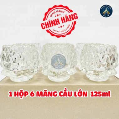 Hộp 6 ly đèn cầy mãng cầu lớn 125ml - Ly thủy tinh làm nến bơ, cúng Phật, giảm giá 98.000đ 2
