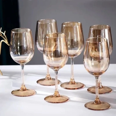 Hộp 6 ly thủy tinh cao cấp màu vàng - Ly uống rượu vang đỏ, giá ưu đãi 259.000₫