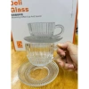 Hộp 6 ly thủy tinh kẻ sọc + 6 đĩa kê cốc chịu nhiệt 240ml - Giá ưu đãi 155.000 VND 6