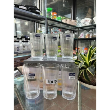 Hộp 6 ly uống nước thuỷ tinh miệng loe vân sọc siêu xinh 240/370ml, chỉ 89.000₫ 2