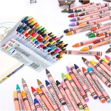 Hộp 64 Màu Bút Crayon Cho Bé 2‑10 Tuổi Phát Triển Tư Duy Sáng Tạo, Giá 80k