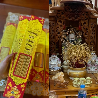 Hộp 92 nén nhang thảo mộc thiên nhiên - Nhang Thần Tài vàng tài lộc cao cấp, 18.000₫