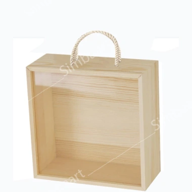 Hộp bánh quà Tết gỗ tự nhiên nắp mica trong suốt, dây xách - làm theo yêu cầu, giá ưu đãi 68.913đ 5