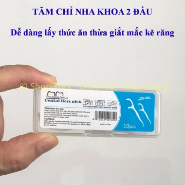 Hộp bỏ túi 10 tăm răng nhựa 2 đầu, đầu tăm và chỉ nha khoa, vệ sinh răng, 35.000 VND