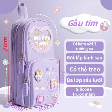 Hộp bút balo 3 lớp 6 ngăn charm 3D xinh xắn - Túi đựng bút bé gái, giá 67.900