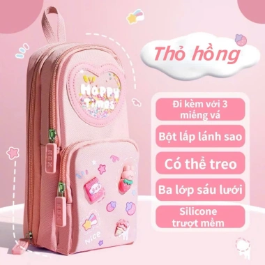 Hộp bút balo 3 lớp 6 ngăn charm 3D xinh xắn - Túi đựng bút bé gái, giá 67.900