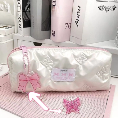 Hộp bút chì nơ dễ thương, dung tích lớn, cho bé gái, phù hợp HS THCS & Tiểu học