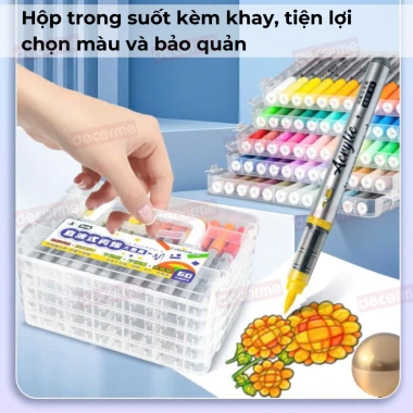 Hộp Bút Sơn Màu Queenstar Acrylic Roller Nhựa Trong Decorme Vintage Giảm 22% chỉ 120.900₫ 3