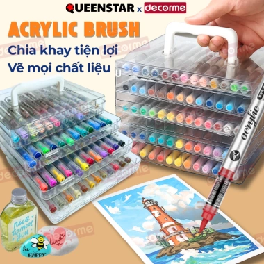 Hộp Bút Sơn Màu Queenstar Acrylic Roller Nhựa Trong Decorme Vintage Giảm 22% chỉ 120.900₫ 10