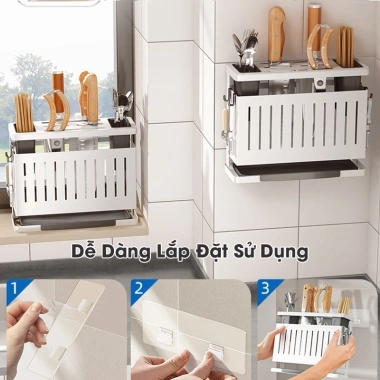 Hộp cài dao kéo đa năng đựng đũa kim loại sơn tĩnh điện sang trọng - 190k