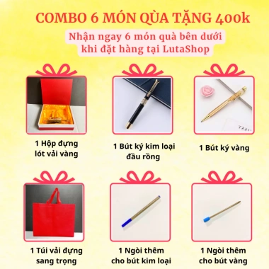 Hộp Cắm Bút Doanh Nhân Thuận Buồm - Đồng Mạ Vàng 24K, Pha Lê K9, Kèm Hộp Quà
