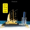 Hộp Cắm Bút Doanh Nhân Thuận Buồm - Đồng Mạ Vàng 24K, Pha Lê K9, Kèm Hộp Quà 3