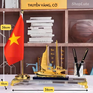 Hộp Cắm Bút Doanh Nhân Thuận Buồm - Đồng Mạ Vàng 24K, Pha Lê K9, Kèm Hộp Quà 10 Hộp Cắm Bút Doanh Nhân Thuận Buồm - Đồng Mạ Vàng 24K, Pha Lê K9, Kèm Hộp Quà 10