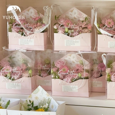 Hộp cắm hoa quai da mica hottrend túi hoa tươi, hoa sáp, giá 35.000đ