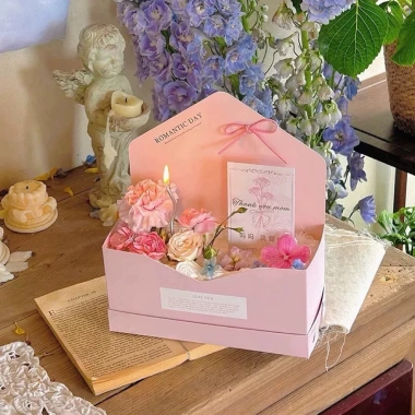 Hộp cắm hoa quai da mica hottrend túi hoa tươi, hoa sáp, giá 35.000đ