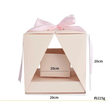 Hộp cắm hoa xách tay mở cửa sổ Mica đôi, hoa tươi, sáp, lụa, quà bất ngờ 43k