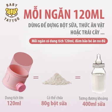 Hộp chia bột sữa BABY TATTOO nhiều ngăn tiện lợi, đa năng - chỉ 150.000đ