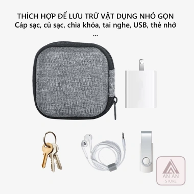 Hộp Chống Sốc Đựng Củ Sạc & Cáp Sạc Tai Nghe - Túi Phụ Kiện Mini Gọn Nhẹ Giá 27.000đ