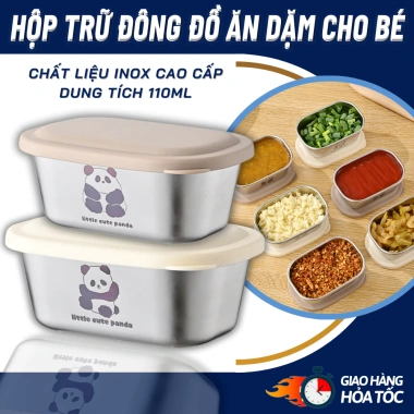 Hộp Chữ Đông Ăn Dặm Inox 304 110ml Nắp Đậy Chống Gỉ An Toàn Đựng Gia Vị - 27.5k 2