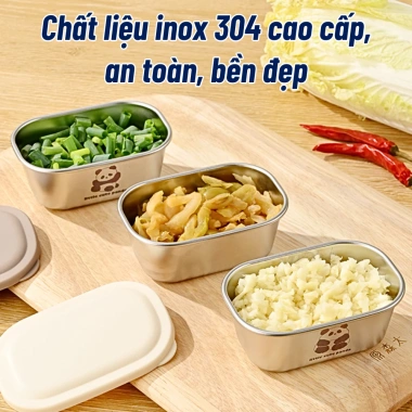 Hộp Chữ Đông Ăn Dặm Inox 304 110ml Nắp Đậy Chống Gỉ An Toàn Đựng Gia Vị - 27.5k 5