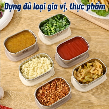 Hộp Chữ Đông Ăn Dặm Inox 304 110ml Nắp Đậy Chống Gỉ An Toàn Đựng Gia Vị - 27.5k 6