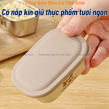 Hộp Chữ Đông Ăn Dặm Inox 304 110ml Nắp Đậy Chống Gỉ An Toàn Đựng Gia Vị - 27.5k 8