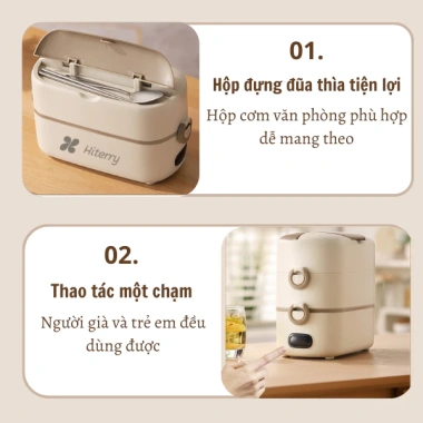 Hộp cơm cắm điện đa năng 2 tầng 4 ngăn giữ nhiệt – cao cấp, hâm nóng nhanh cho văn phòng & du lịch, giá 268k