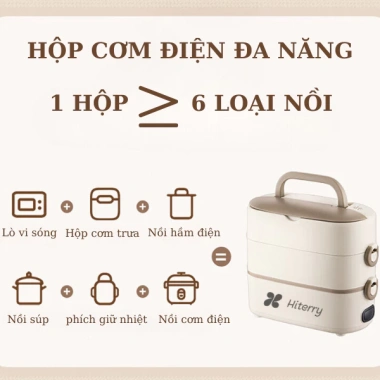 Hộp cơm cắm điện đa năng 2 tầng 4 ngăn giữ nhiệt – cao cấp, hâm nóng nhanh cho văn phòng & du lịch, giá 268k
