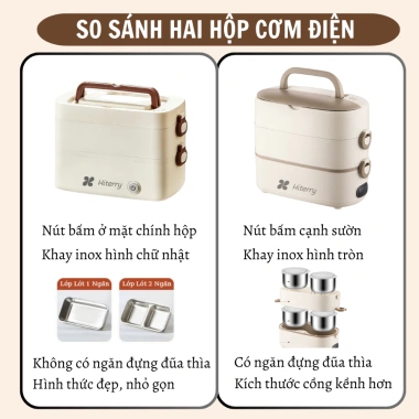 Hộp cơm cắm điện đa năng 2 tầng 4 ngăn giữ nhiệt – cao cấp, hâm nóng nhanh cho văn phòng & du lịch, giá 268k