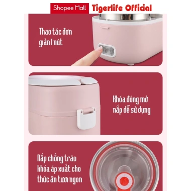 Hộp cơm cắm điện Tiger Life mới 2/4 bát đa năng 1L-2L nấu cơm, hâm nóng - Giá chỉ 339.000 VNĐ