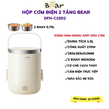 Hộp cơm điện cầm tay mini Bear DFH-B17K2 1.5L 270W - Tiện cho cá nhân, văn phòng, BH 18 tháng, 564.000₫ 10 Hộp cơm điện cầm tay mini Bear DFH-B17K2 1.5L 270W - Tiện cho cá nhân, văn phòng, BH 18 tháng, 564.000₫ 10
