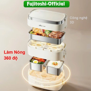Hộp cơm điện Fujitoshi W68T 1-2 tầng, nấu cơm hâm nóng, tặng đồ, 445.000₫