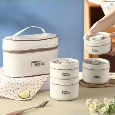 Hộp cơm giữ nhiệt Inox 304 4 hộp và 3 hộp lòng, tặng thìa đũa, túi cách nhiệt - Giá 26.500 VND