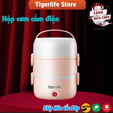 Hộp Cơm Hâm Nóng Inox 2-3 Tầng Tigerlife 2.025 - 1 đổi 1, túi, thìa, đũa, 269.000 VND