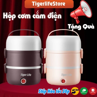 Hộp Cơm Hâm Nóng Inox 2-3 Tầng Tigerlife 2.025 - 1 đổi 1, túi, thìa, đũa, 269.000 VND