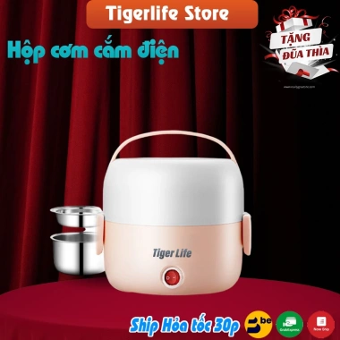 Hộp Cơm Hâm Nóng Inox 2-3 Tầng Tigerlife 2.025 - 1 đổi 1, túi, thìa, đũa, 269.000 VND