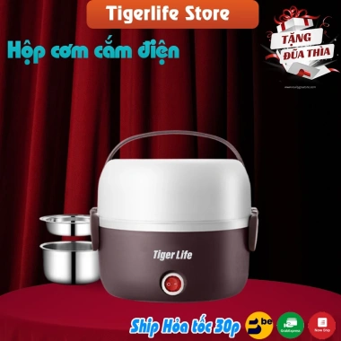 Hộp Cơm Hâm Nóng Inox 2-3 Tầng Tigerlife 2.025 - 1 đổi 1, túi, thìa, đũa, 269.000 VND