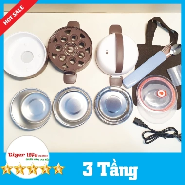 Hộp Cơm Hâm Nóng Inox 2-3 Tầng Tigerlife 2.025 - 1 đổi 1, túi, thìa, đũa, 269.000 VND