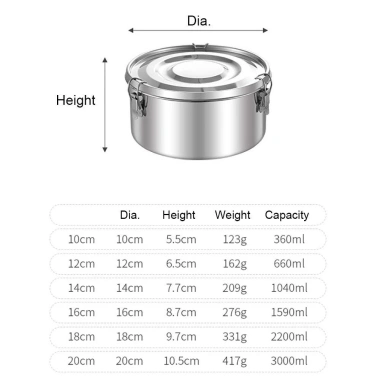 Hộp Cơm Trưa CHLOCH Inox 304 Tròn – Dung tích lớn, kín tươi, chống rò rỉ, phù hợp dã ngoại